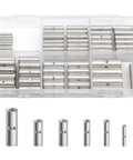 Uninsulated Butt Connector Kit Copper Wiring Ferrules 26 To 8 AWG 6 Sizes 100 PCS shown in plastic organizer case
