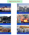 Application areas for thrust needle roller bearings including petroleum, chemical factory, mining, metallurgy, shipbuilding, and mechanical industry.