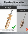 Comparison of new versus old style nozzles for Quick Swap Nozzle Kit For AD5X 3D Printer After May 2025 Purchase Date Detachable Rapid Heat High Flow Nozzle Set