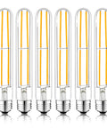 6 Pack E26 LED Bulbs 6W Dimmable 2700K Soft White 800 Lumens Equal 80W Tubular T10 T9 Long Clear Glass for lighting