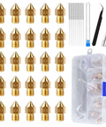 25Pcs MK8 Ender 3 V2 Brass Nozzles 0.4mm Set With DIY Tools Storage Box For Creality Ender 3 Series And CR 10 3D Printers