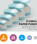 Five Circle Paper Punch Set for Scrapbooking and Card Making Ergonomic Spring Action Puncher with five sizes from 0.3 to 2 inches