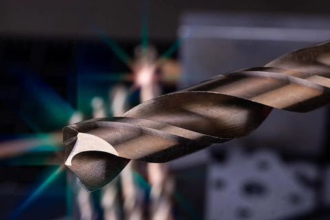 Close-up of a drill bit from the 14-Piece M35 Cobalt Drill Bit Set For Stainless Steel And Hard Metals, showing the 135-degree split point.