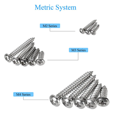 Knockout 304 Stainless Steel Screws Phillips Pan Head Self Tapping Wood And Sheet Metal Assortment Set M2, M3, M4 screw series