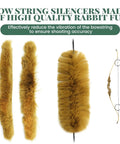 Bow String Silencers Kit With Rabbit Fur String Silencers for recurve bow and longbow, showcasing quality rabbit fur pieces.