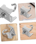 Rock Solid Heavy Duty Girder Clamp Hooks With Pipe Support Brackets For Warehouse Shelving And Garage Storage Racks in silver steel.