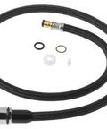 Braided Spray Hose Kit With No Fuss Quick Connect For Coralais Pull Out Faucets Polished Chrome Finish and attachments visible