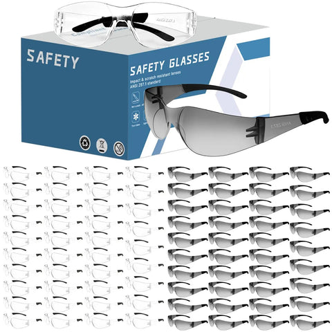 Clear Safety Glasses Bulk Pack Of 80 Pairs For Everyday Heavy Duty Work Use With ANSI Z87.1 Impact Resistant Lenses Eye Protection For Lab And Construction