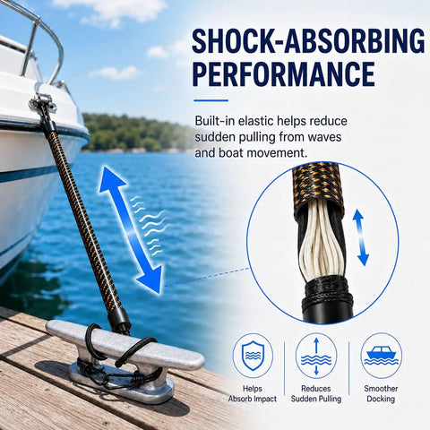 2 Pack Boat Bungee Dock Line For Skeeter SX240 With Shock Absorbing Elastic Mooring Rope And Stainless Steel Clips Snubber