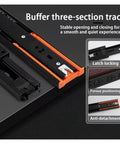 2 Pack Heavy Duty Metal Drawer Slides Bottom Mounted Concealed Cabinet Hardware Smooth As Butter Steel Rails For Furniture Rock Solid Build Zero Exposed Tracks with buffer three-section track shown.
