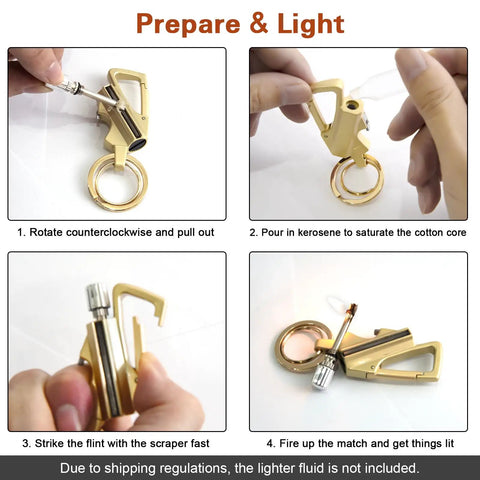Instructions for using 2 Pack Permanent Match Lighters With Multitool Keychain And Bottle Opener For Camping And Hiking