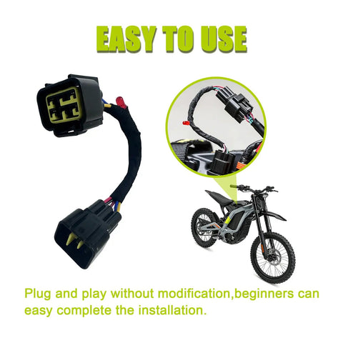 6 Pin Diagnostic Cable Connector For Surron Light Bee X And Light Bee S Electric Motorcycles And Dirt Bikes close-up.