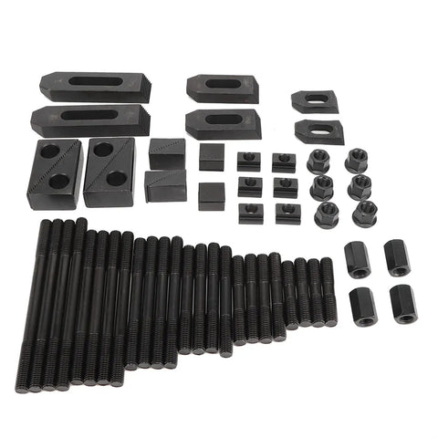 Hot Deal Hardened T-Slot Clamp Set With Press Plates For Milling And Turning Machines, featuring steel clamps and bolts.