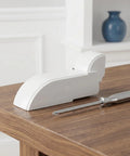Universal Chest Freezer Door Hinges Kit on wooden table with screwdriver, Heavy Duty Self Closing Spring Hardware.
