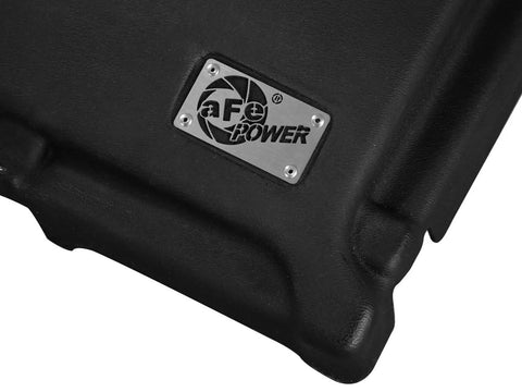 Stealthy Black Vacuum Form ABS Intake System Cover For BMW 335i Xi E9x - Close-up of aFe logo plate without cutting or drilling