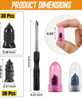 61 Piece DIY Tire Repair Kit With Screw Type Rubber Plugs And Screwdriver, dimensions shown for tubeless puncture tool kit.