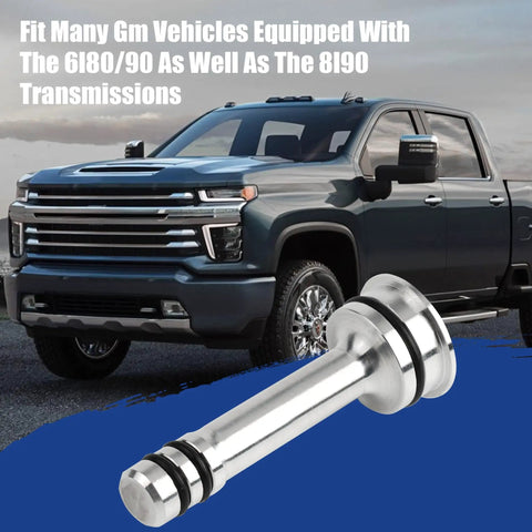 Badass Transmission Cooler Barbell For GM 6L80 6L80E 8L90 8L90E Thermo Switch Bypass Plug With Buna O Ring, aluminum finish.