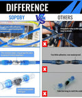 Comparison between Sopoby and others showing 400Pcs Solder Seal Wire Connectors Set With Self Soldering Heat Shrink Butt Connectors.