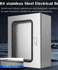 Weatherproof 36x24x6in Electrical Junction Box With Clear Viewing Window Built To Last Heavy Duty 2mm Thick Wall Mount Enclosure For Indoor Outdoor Use Rugged Metal Electrical Chest For Home And Industrial Panels, 304 stainless steel