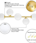 Five Light Bathroom Vanity Light Fixture With Milk Glass Globes In Brass Finish For A Slick Mid Century Modern Look And Semi Flush Mount Ceiling And Wall Sconce G9 Base