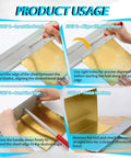 Steps to use 15.25 Inch Sheet Metal Bender Tool For 24 Gauge Steel Folds, showing insertion, alignment, bending, and finishing steps.
