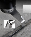 1 Inch Caulking Scraper For Oscillating Tools Serrated Stainless Steel Multi Tool Accessory demonstrating caulk removal