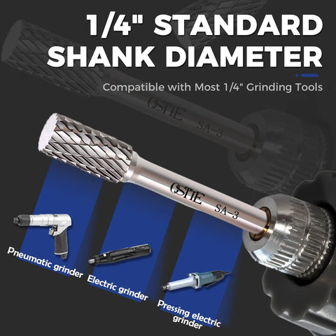 OSTTE 10-piece long carbide burr set, 1/4-inch shank, 3.94-inch length for die grinder bits