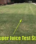 All In One Soluble Lawn Fertilizer With Humic Acid And Sea Kelp, Fast Acting Feed For Deep Green Grass, Complete Lawn Nutrition, Ideal As A Supplement To Your Fertilizer Program, Treats Up To Two Acres At Half Rate applied to test strip on green lawn