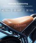 Cushioned seat of Fat Tire Beast Electric Bike For Adults With 2000W Peak Motor And 28 MPH Top Speed, showing plush comfort