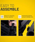 Easy assembly of Heavy Duty Five Shelf Plastic Storage Rack Measuring 73 X 36 X 18 Inches With A 750 Lb Weight Capacity.