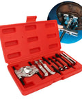 Heavy Duty 9 Piece Bearing Puller Set Crafted From Strong Steel To Beat Out Stubborn Wheel Hubs And Axles Effortlessly Solid Tool Kit Designed For Real Garage Work Includes Sturdy Storage Box To Keep Everything Organized And Ready For Any Job, red case open