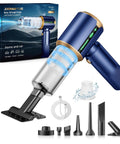 Cordless Car Handheld Vacuum Cleaner With 16000Pa Suction Brushless Motor And HEPA Filter Ultra Lightweight And Compact for Cars and Office, shown with attachments and packaging.