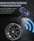 Built Different Bluetooth TPMS Sensor For Tesla Model 3 Y X And S Tire Pressure Monitor on a stylish wheel, showing real-time monitoring.