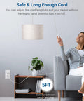 Plug In Pendant Light With Beige Linen Shade, 15 Ft Clear Cord, On Off Switch, Cozy Modern Vibe in use near sofa and table