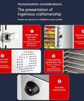 Pro Grade Electric Food Dehydrator details including stainless steel lock, aluminum handle, and anti-skid foot design.
