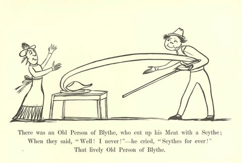 There Was an Old Person Who Cut Up His Meat With a Scythe Canvas Print by Edward Lear Inspired Modern Wall Art for Office Decor