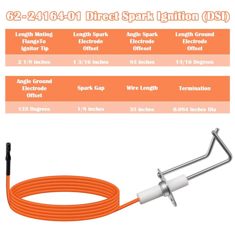 2 Pack Heavy Hitter 62 24164 01 Direct Spark Ignitor For Rheem Ruud Pse R36 Furnace with 35 Inch Lead Wire and Flame Sensor