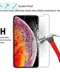 Slick Black Snap-On Cover For Danew Trace T-One Plus Three HD Tempered Glass Screen Protectors Keeps Your 5 5 Inch Phone Safe And Stylish With Precise Cutouts And Full Access To All Buttons demonstrating scratch resistance with a hammer impact.