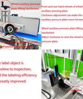 Top Shelf Automatic Labeling Machine For Round Bottles Hella Fast Labeler essential components showing wheel adjustment mechanisms.