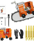 Portable Chainsaw Sharpening Kit With Five Sharpening Heads Hand Crank Jig For 4 To 22 Inch Chainsaws Gloves And Brush Easy Setup