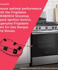Frigidaire stovetop spark ignition switch next to a gas range and stove for DIY install.