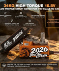 Beefy 34Kg Low Profile RC Servo Motor With 16.8V Direct Power Waterproof Programmable Brushless Smart Servo For 1/10 And 1/8 Scale RC Cars And Trucks SA53BULW 2026 Special Edition showcased with internal gears, high torque label, and 2026 special edition graphic.