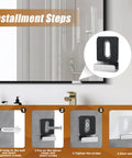 Installation steps showing the Killer Eight Pack Heavy Duty Mirror Wall Brackets With Slick Silver Finish for secure mirror mounting.