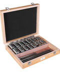 Pro Grade Keyway Broach Kit with 5 Broaches 18 Bushings 7 Shims and 30 Pieces for Metalworking in wooden case