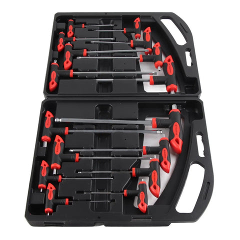 Top Notch 16 Piece Pro T Handle Hex Key Wrench Set With Ball Ends For Tight Spots Heavy Duty Chrome Vanadium Steel Tools Perfect For Auto Repair And Home Boss Jobs No More Stripping Screws in case