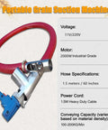 Powerful 2000W Industrial Screw Conveyor With 1.5m Hose Electric Auger for quick transfer, shown with red hose and specs