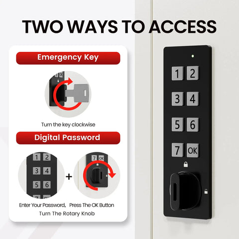 Secure Electronic Key Lock Box With 40 Solid Hooks Three Smart Access Modes showing access methods for digital and emergency key.