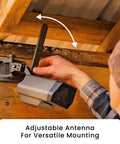 Person adjusting the antenna of Defend 4G Cellular Security Camera With Live View 4K Photo And 1080p Video No WiFi Needed Night Vision Battery Powered Remote Outdoor Property Monitoring mounted outdoors