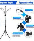 Standing Outdoor Misting System With Adjustable Tripod From Two Point Six Feet To Five Point Three Feet Portable Patio Water Mister features description and parts.