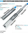 Rock Solid Heavy Duty Side Mount Drawer Slides Cold Rolled Steel Cabinet Tracks With Blue Manual Lock Fits Wide Drawers 750mm